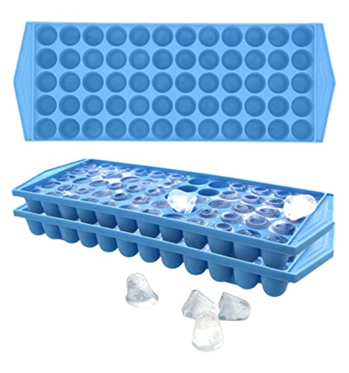 Arrow Small Ice Cube Trays for Freezer, 3 Pack - 60 Mini Cubes Per Tray, 180 Cubes Total - Made in the USA, BPA Free Plastic - Ideal Small Ice Cube Trays for Ice Coffee and Blenders - Blue