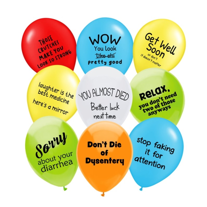 Funny Get Well Soon Or Don&#039;t Sympathy Gift Abusive Balloons