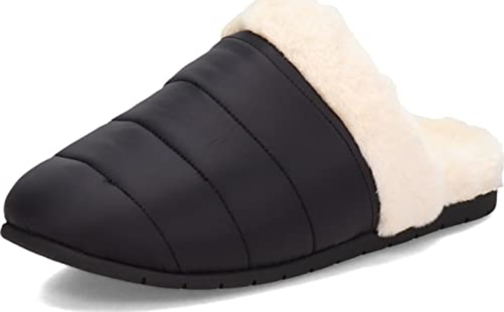 Vionic Karma Josephine Women&#039;s Mule Slipper- Supporting Ladies Indoor/Outdoor Slippers that Include Three-Zone Comfort with Orthotic Insole Arch Support, Medium Fit Sizes 5-11 Black 5 Medium US