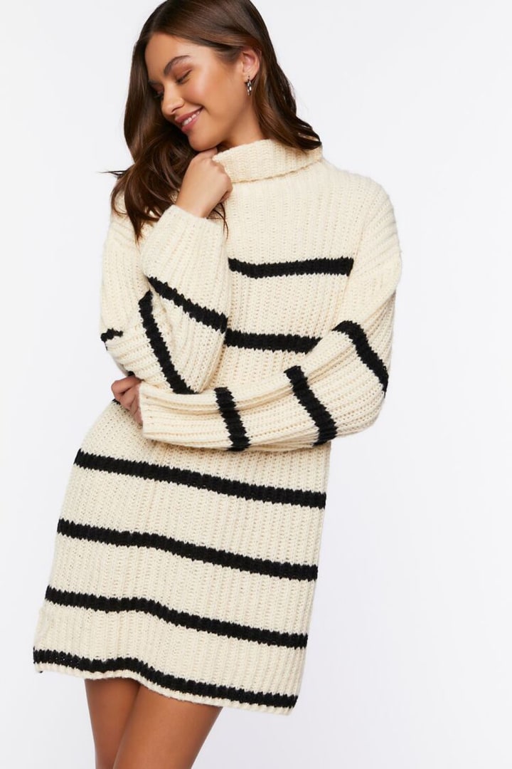 Forever 21 Striped Chunky Knit Sweater Dress