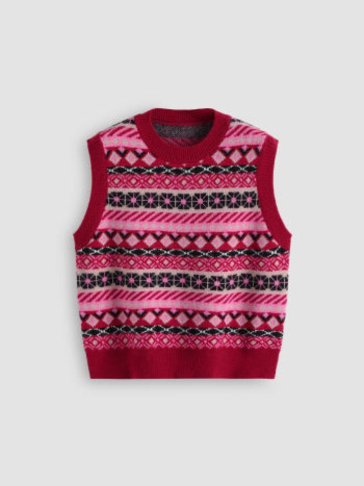 Check Stitching Knitted Vest