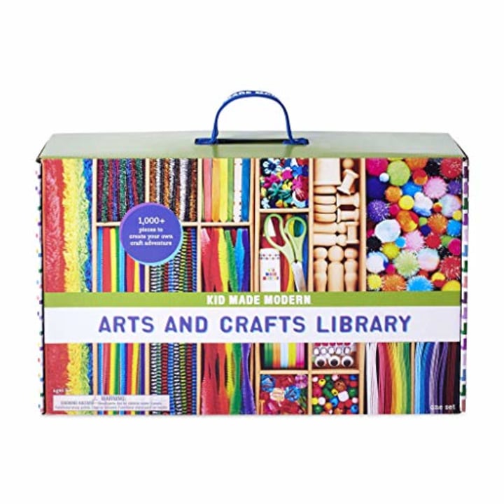 Kid Made Modern - Arts and Crafts Supply Library - 1000+ Piece Collection - DIY Kids Crafts - Bulk Craft Set - Create Your Own Art - Includes Art Supplies and Reusable Storage Box - Ages 8+
