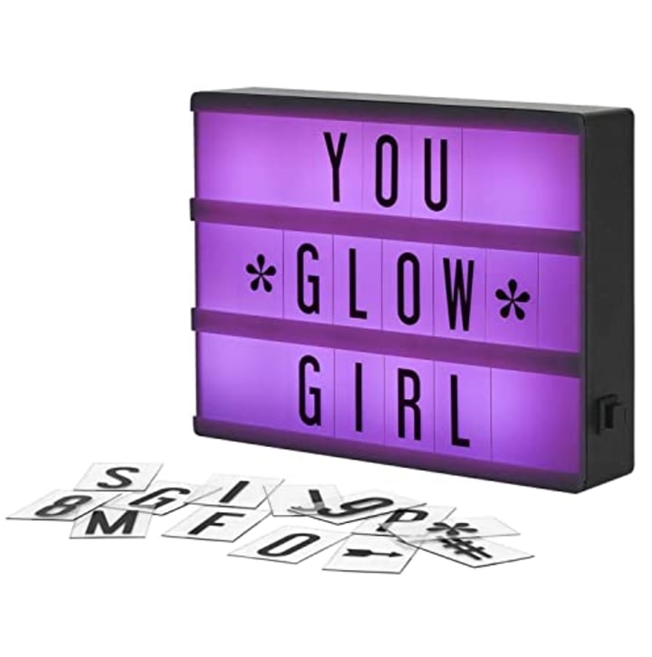 My Cinema Lightbox - RGB Color Changing Cinema Light Box, 8&quot;x6&quot; - 100 LED Light Letters and Numbers - Personalized Neon Signs with light box letters - Your own Light Box Sign, Marquee Light Up Letters Box