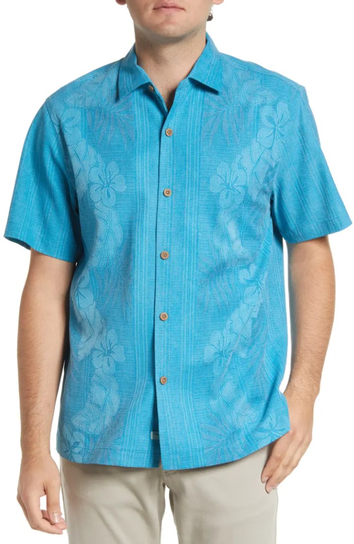 Bali Classic Fit Tropical Flora Silk Button-Up Shirt
