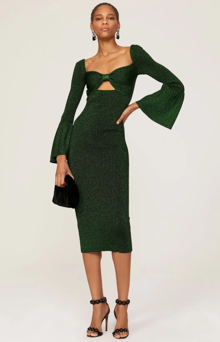 Green Knit Midi Dress