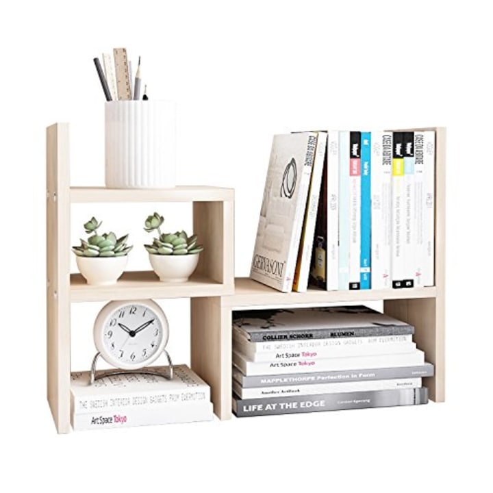 Jerry &amp; Maggie - Desktop Organizer Office Storage Rack Adjustable Wood Display Shelf | Birthday Gifts - Toy - Home Decor | - Free Style Rotation Display - True Natural Stand Shelf White Wood Tone