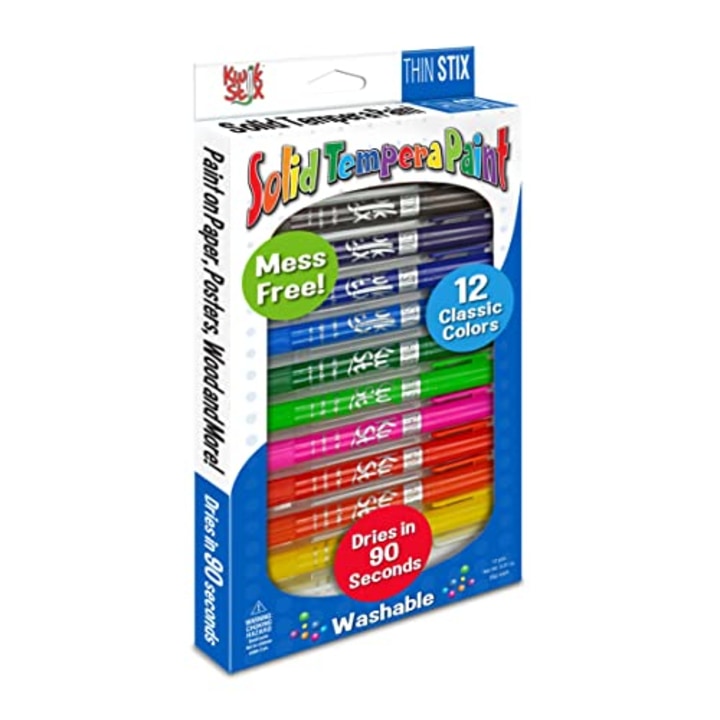 The Pencil Grip Kwik Stix Solid Tempera Paints, Thin Stix Paint Pens, Super Quick Drying, 12 Classic Colors for Children - 24 Pack - TPG-608