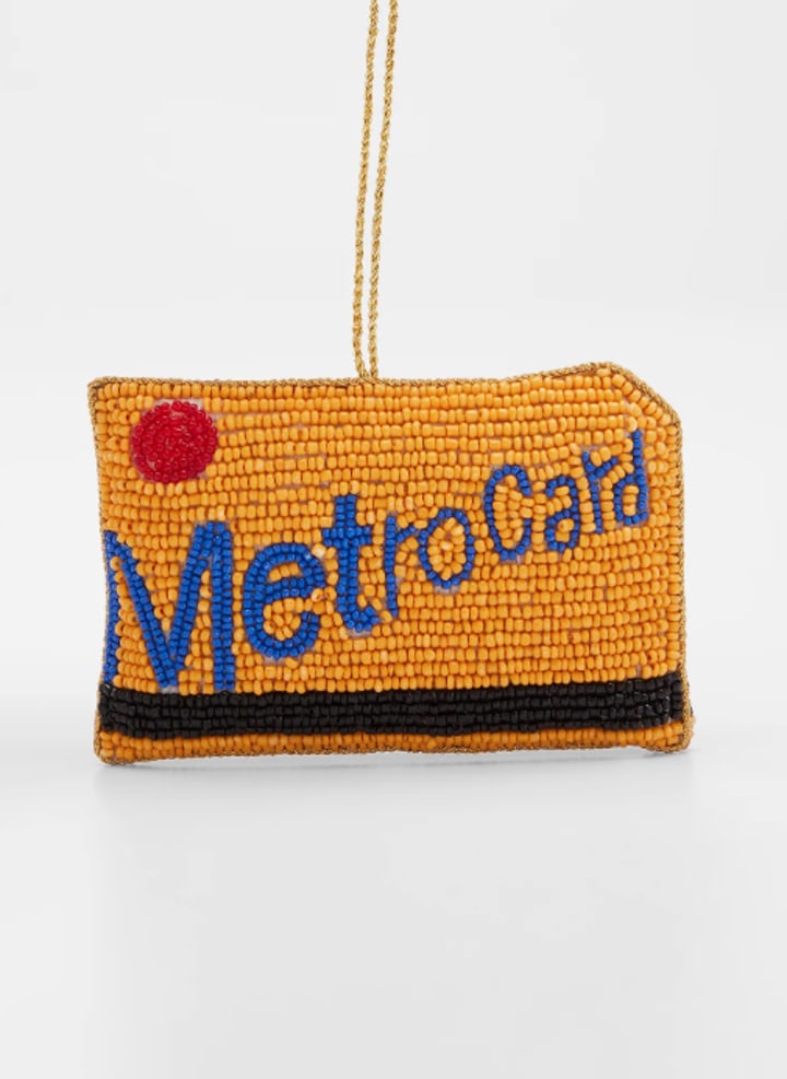 Metrocard bead ornament