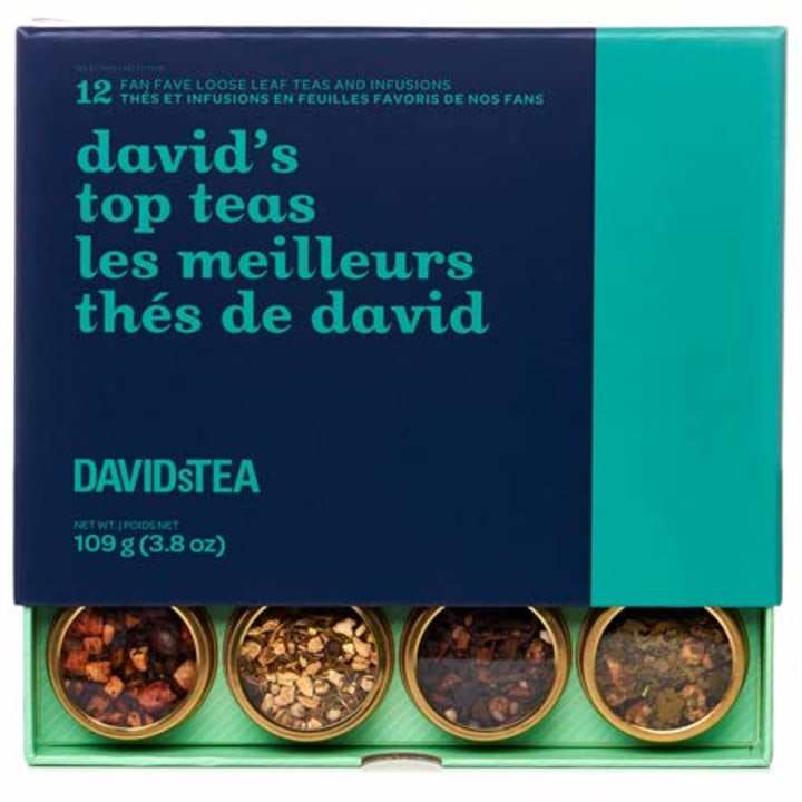 DAVIDsTEA David's Top Teas Sampler, Loose Leaf Tea Gift Set, Assortment of 12 Fan Favourite Teas, 109 g / 3.8 oz