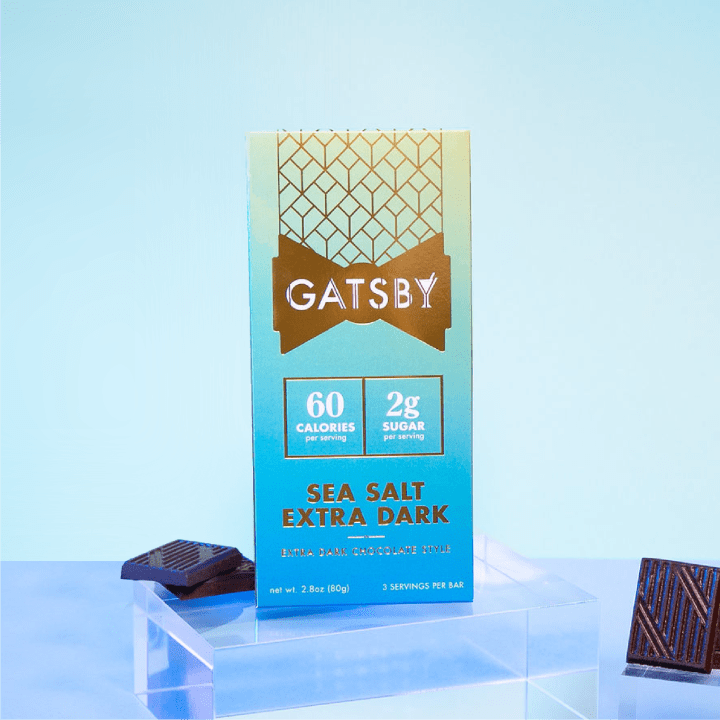 Gatsby Sea Salt Extra Dark Chocolate Style Bars 6-Pack | Low-Calorie, Low-Sugar, Low-Carb | 2.8 Ounces Each Bar