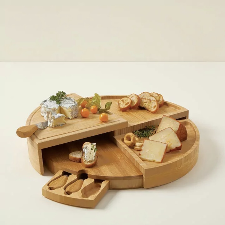 Uncommon Goods Compact Swivel Cheese Board with Knives