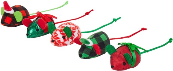 Frisco Holiday Mice Cat Toy with Catnip, 5 count