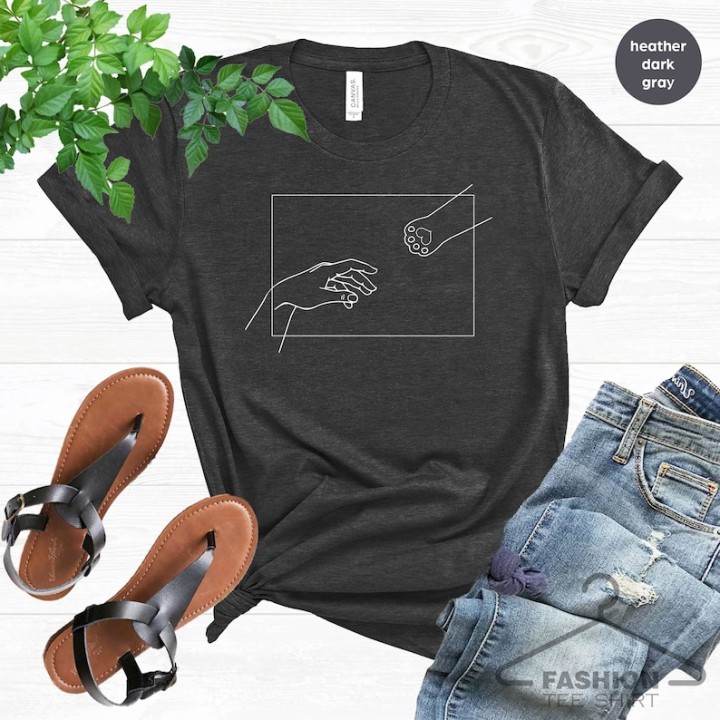 Adam Creation Shirt, Cat Mom Shirt, Minimalist Shirt, Creation of Hand Shirt, Funny Cat Tee, Gift For Cat Lover, Cat Lover Gift for Women