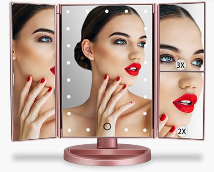 Tri-Fold Lighted Vanity Mirror