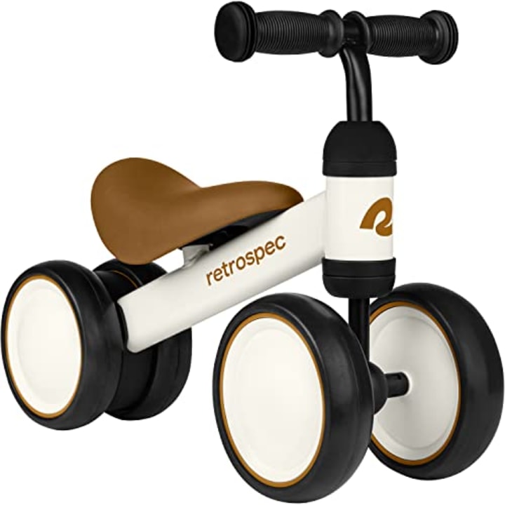 Retrospec Cricket Baby Walker Balance Bike with 4 Wheels for Ages 12-24 Months - Toddler Bicycle Toy for 1 Year Old's - Ride On Toys for Boys and Girls - One Size