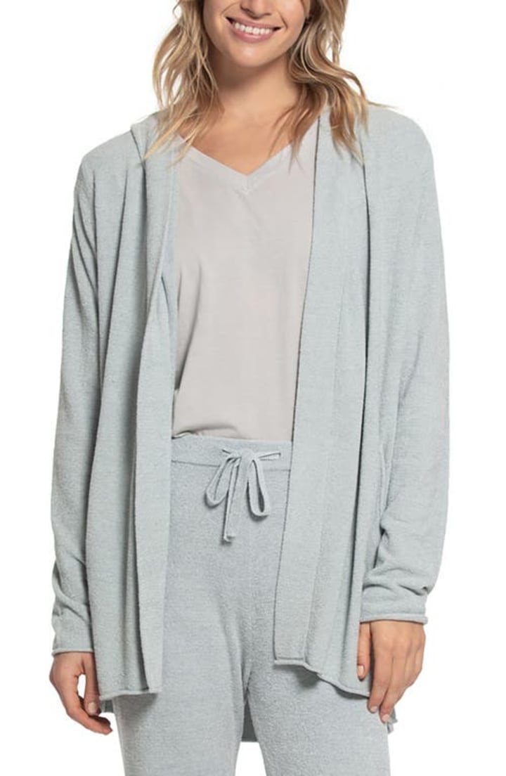 barefoot dreams CozyChic Ultra Lite(TM) Hooded Cardigan in Blue Water at Nordstrom, Size Small