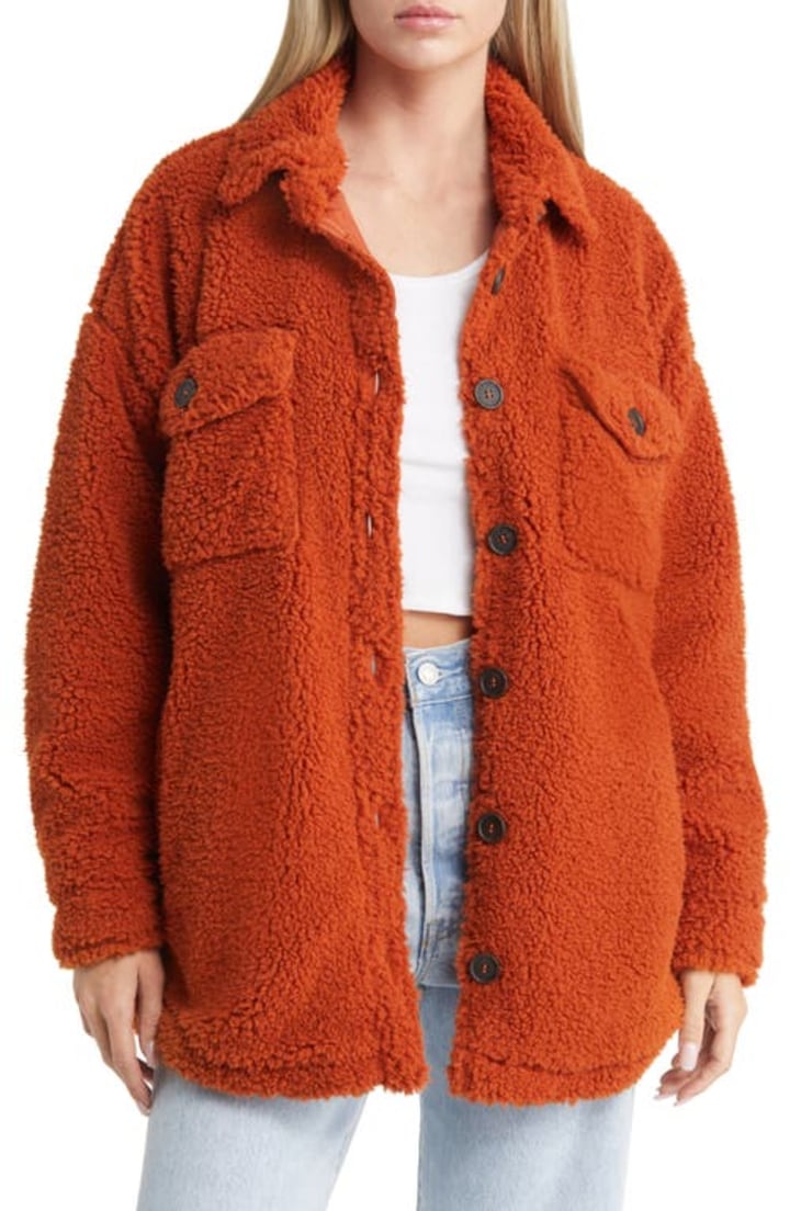 Thread &amp; Supply High Pile Fleece Shacket in Bombay Brown at Nordstrom, Size X-Small