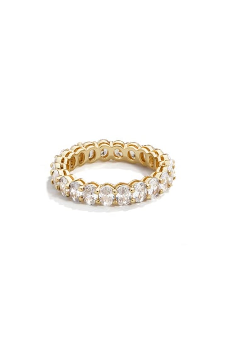 BaubleBar Alise Cubic Zirconia Eternity Band in Gold at Nordstrom, Size 8