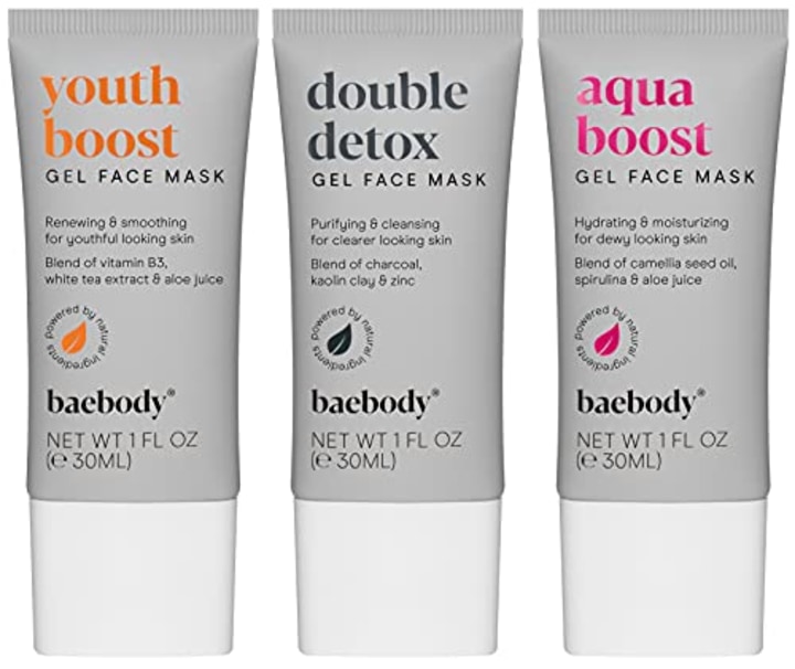 Baebody Skincare Face Mask Trio For All Skin Types: Moisturize &amp; Hydrate, Purify &amp; Cleanse, Renew &amp; Smooth