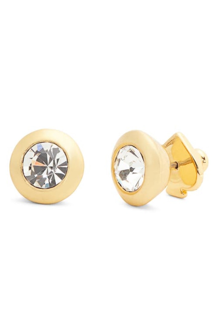 kate spade new york crystal stud earrings in Clear/Gold. at Nordstrom