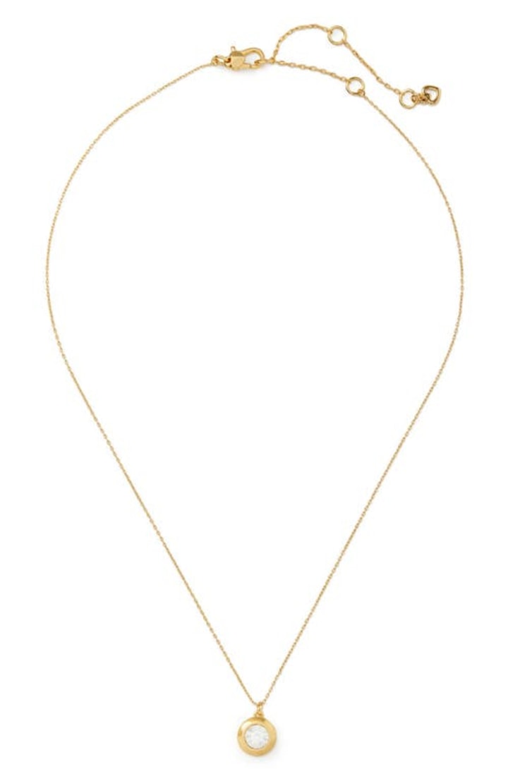 kate spade new york mini pendant necklace in Clear/Gold at Nordstrom