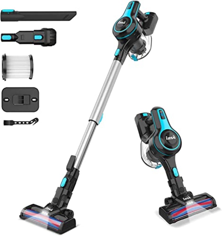 INSE Cordless Vacuum Cleaner, 6 in 1 Rechargeable Stick Vacuum Cleaner