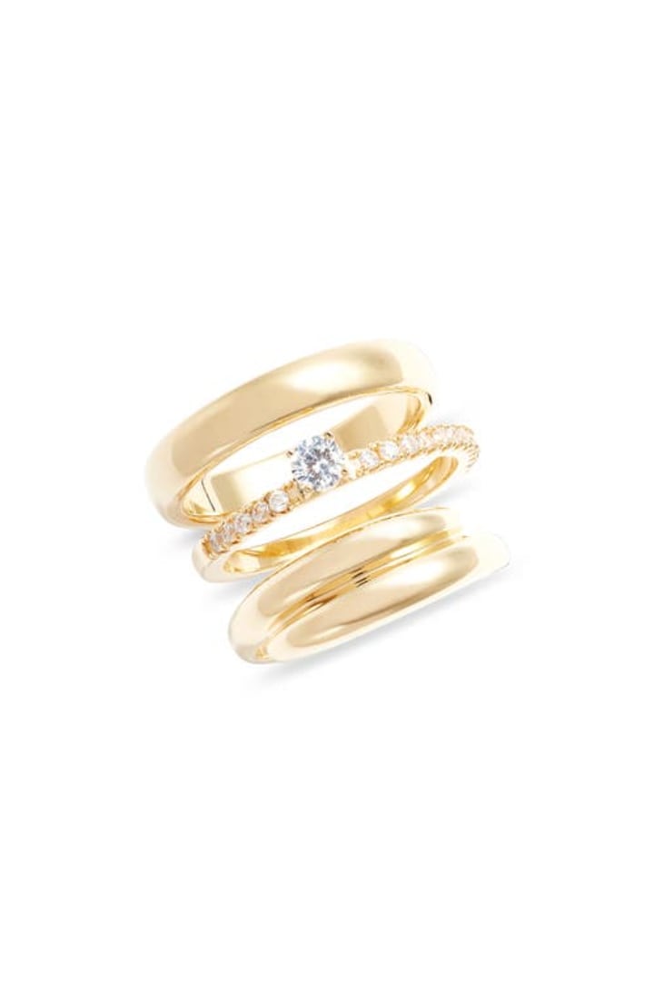 Nordstrom Set of 3 Band Rings in Clear- Gold at Nordstrom, Size 8