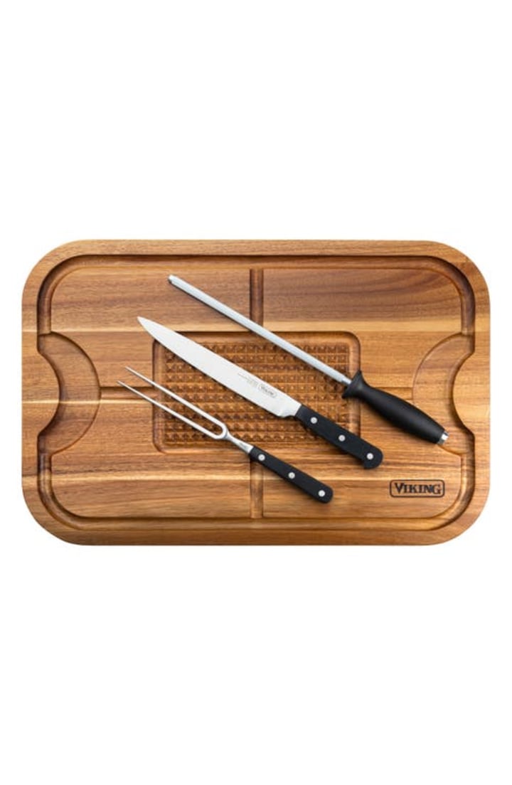 Viking Acacia Carving Board With 3-Piece Carving Set at Nordstrom