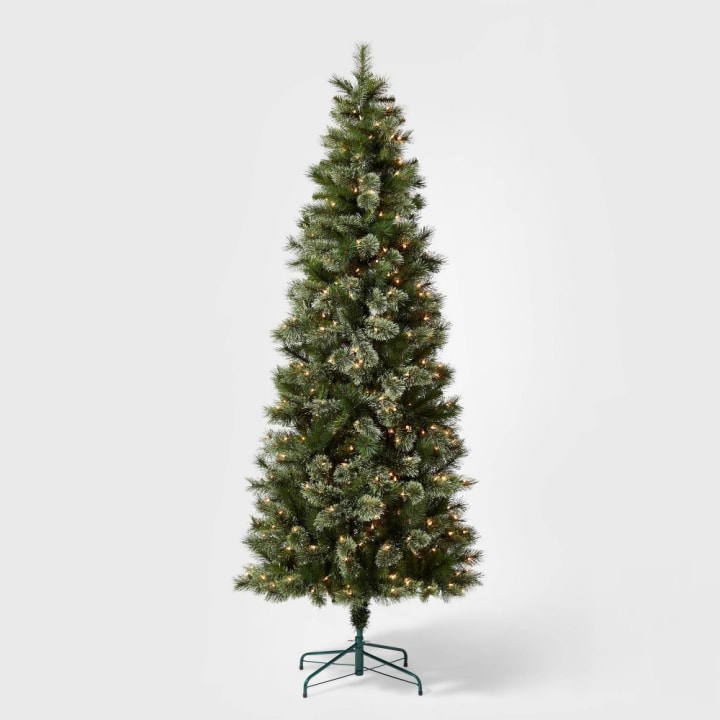 7.5&#039; Pre-Lit Slim Virginia Pine Artificial Christmas Tree Clear Lights - Wondershop