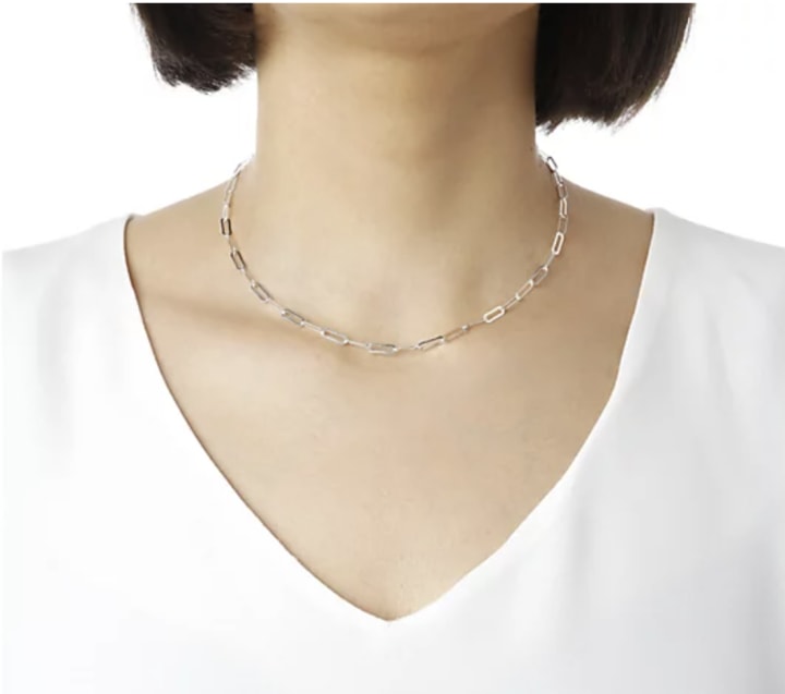 Silver 16" Flat Paperclip Link Necklace