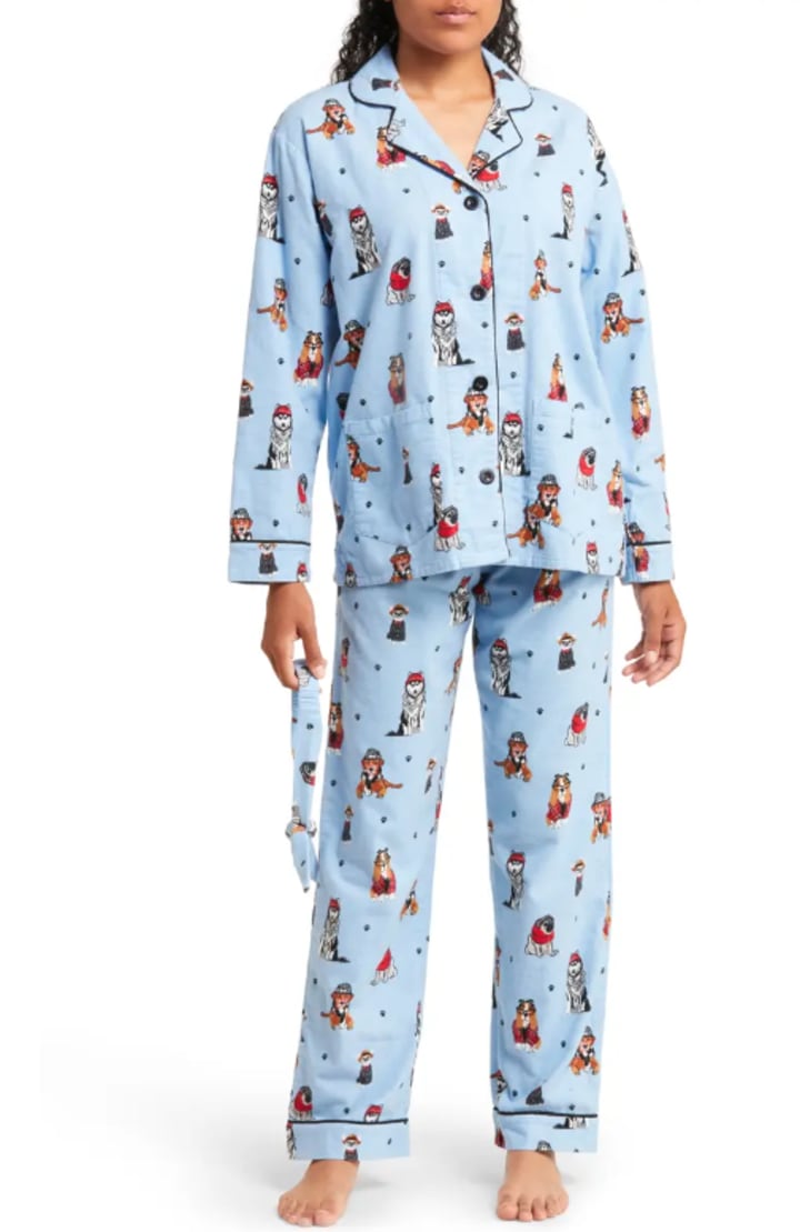 PJ Salvage Long Sleeve Cotton Flannel Pajamas & Headband Set