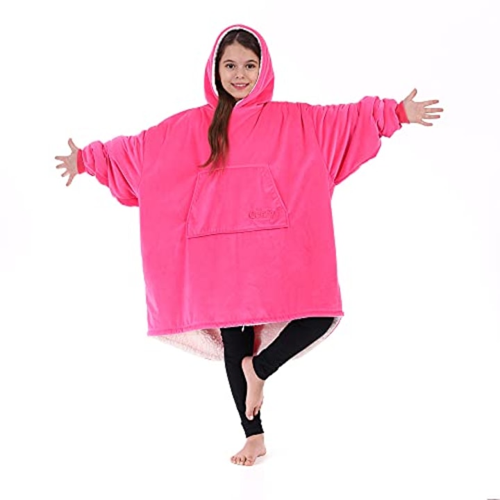 THE COMFY JR | The Original Oversized Microfiber &amp; Sherpa Wearable Blanket for Kids, Seen On Shark Tank, One Size Fits All (Neon Green)
