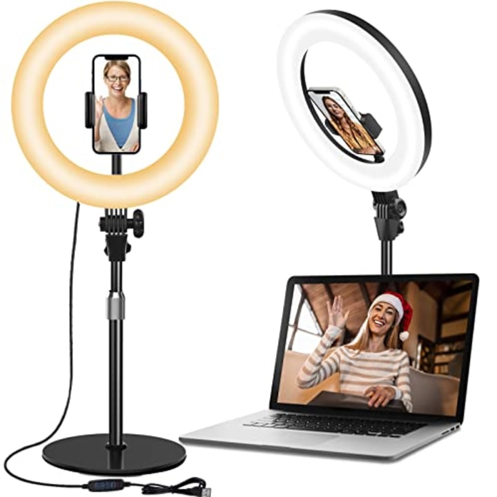 Desktop Ring Light for Zoom Meetings - 10.5&#039;&#039; Computer Ring Lights with Stand and Phone Holder, Laptop Ring Light for Video Conference/Online Video Call/Make up/Video Recording/Webcam/Live Streaming