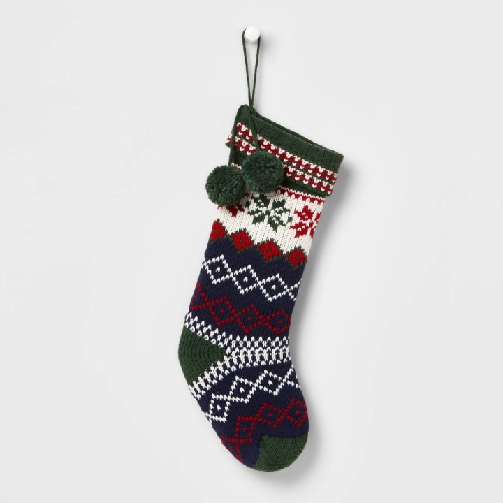 Fair Isle Snowflakes Knit Christmas Stocking
