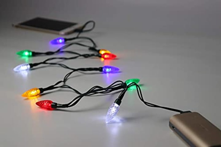 YAGE Tale LED Christmas Light USB Phone Charger Cable and Bulb Charging Cable 50 Inch 10 Multicolor Bulbs Compatible with Phone5,6,7,8,X,XR,XS,XS Max,11/12/13mini,13 ,13Pro,13Pro Max etc (2 pieces)...