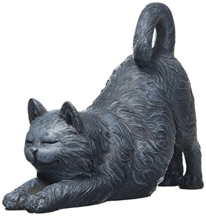 Design Toscano QL57118 Playful Cat Stretching Statue, Gray Stone