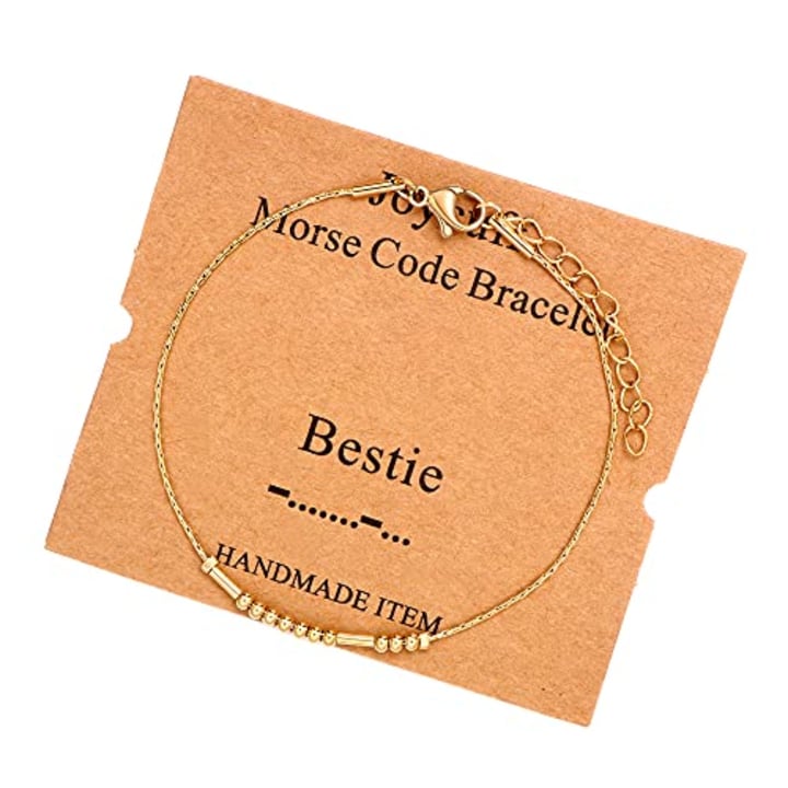 Bestie Best Friend Bracelets Funny Gifts Morse Code Bracelets for Women Best Friend Sister Birthday Christmas Stianless Steel Graduation Friendship Jewelry Gifts Gold Bracelet