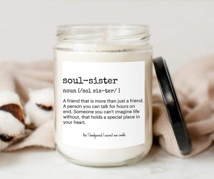 Soul Sister Gift Candle | Soul Sister Definition Candle | Best Friend Gift | Thank You Gift Candle | Coconut Wax | Birthday Gift for Sister