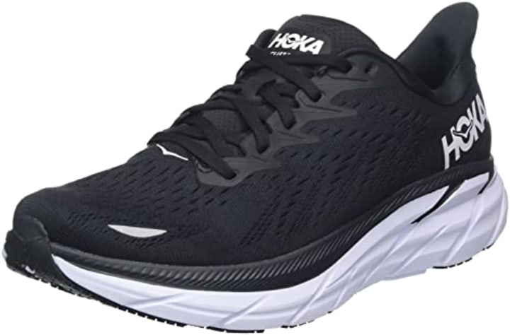 HOKA ONE ONE Clifton 8 Mens Shoes Size 9, Color: Black/White