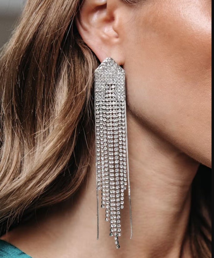 Bermuda Crystal Fringe Drop Earrings - Silver