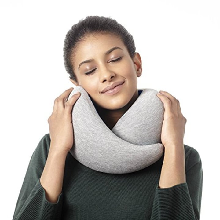 Ostrichpillow Go - Luxury Travel Pillow with Memory Foam | Airplane Pillow, Car Travel Pillow, Neck Rest (One Size, Grey)
