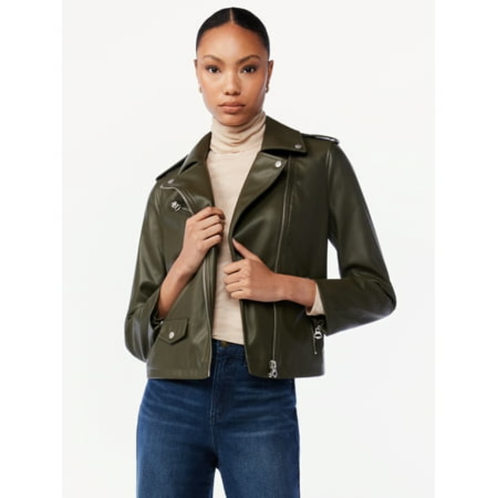 Scoop Women's Faux Leather Moto Jacket