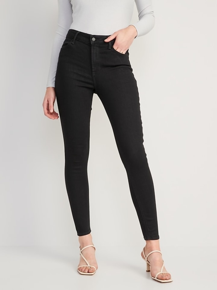 High-Waisted Wow Black-Wash Super-Skinny Jeans for Women