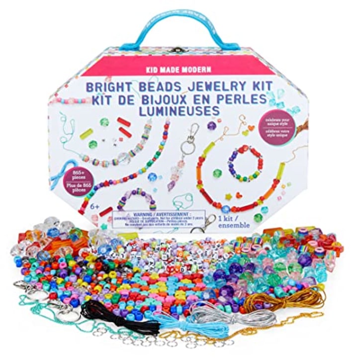 Kid Made Modern - Bright Beads Jewelry Kit - Bead Bracelet Kit - 865+ Piece Set - DIY Kids Crafts - Bulk Craft Set - Create Your Own Art - Includes Art &amp; Jewelry Supplies - Ages 6+