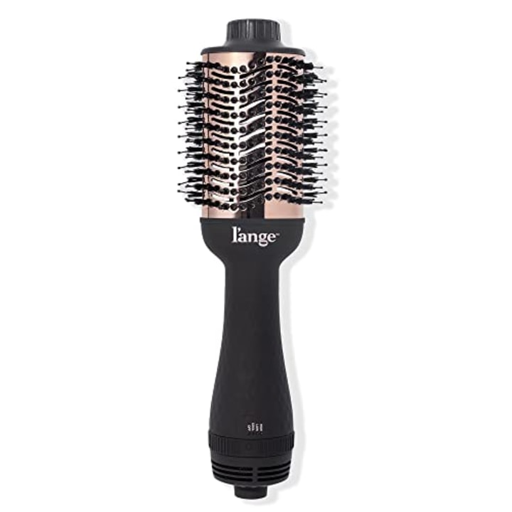 L&#039;ANGE HAIR Le Volume 2-in-1 Titanium Brush Dryer Black | Hot Air Blow Dryer Brush in One with Oval Barrel | Hair Styler for Smooth, Frizz-Free Results for All Hair Types (Black - 75MM)