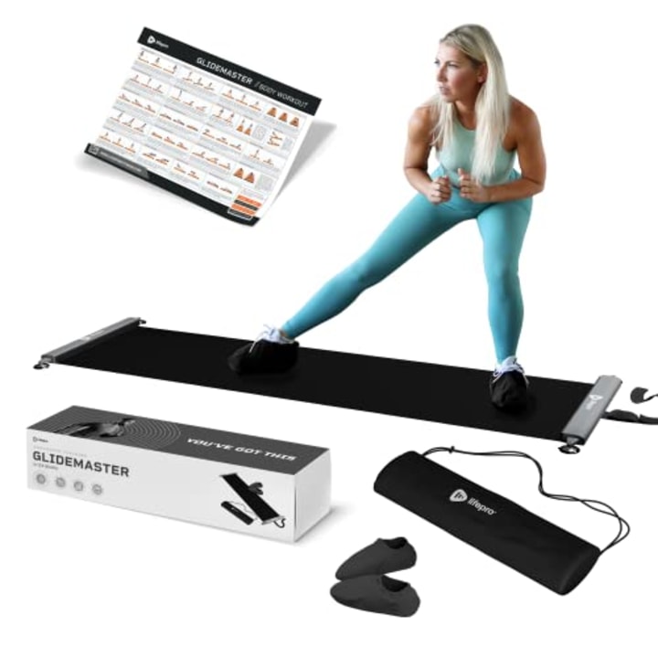 Lifepro Slide Board for Working Out - Innovative, Extra-Slick Sliding Board With Suction Cups &amp; Slip-Free Underside for Endurance &amp; Strength Building Exercises - Boost Results Without Straining Joints (Grey Regular)