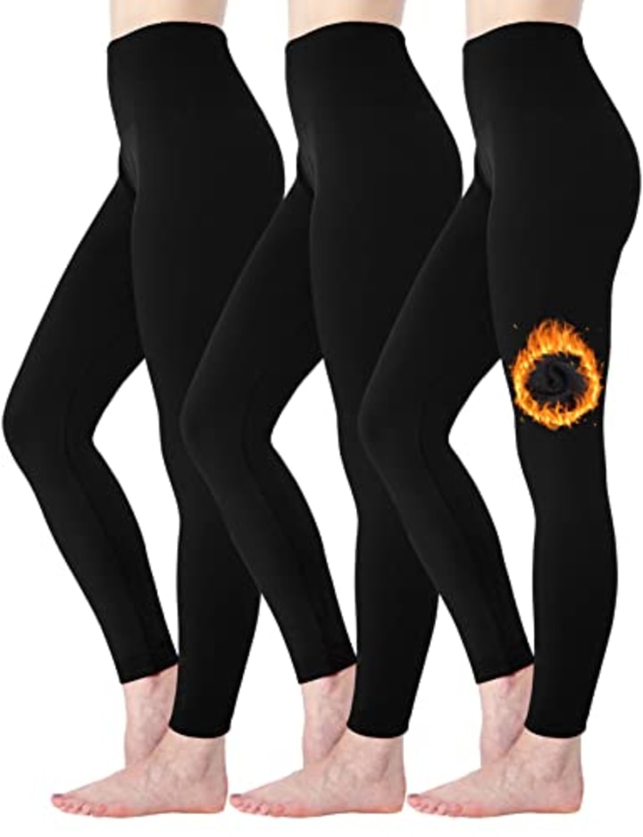 Diravo Fleece Lined Leggings Womens Fashion High Waist Tummy Control Leggings for Women Winter Warm (3 Pack-Black)
