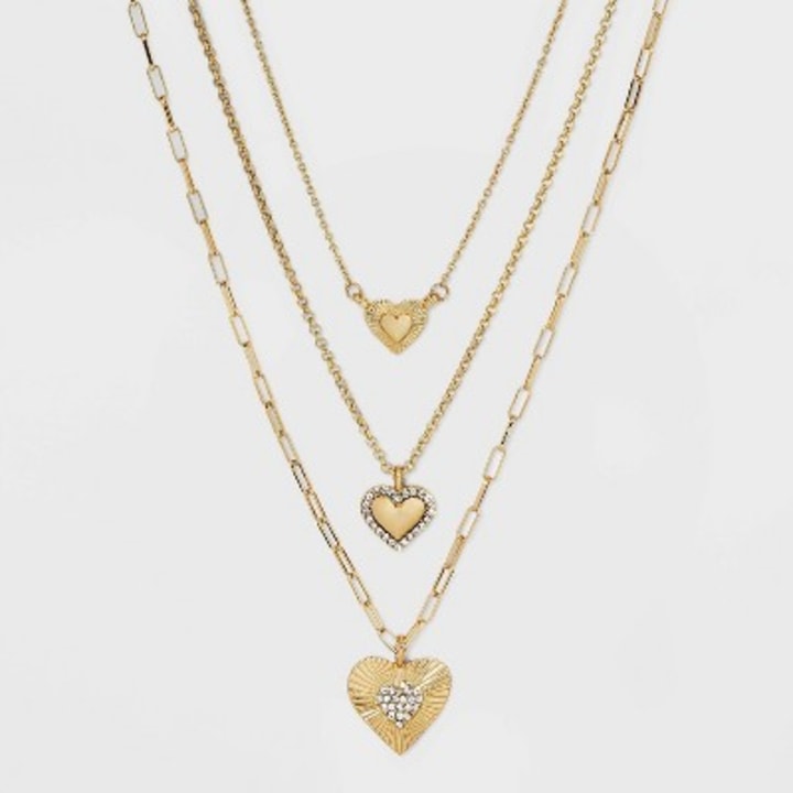 SUGARFIX by BaubleBar Triple Heart Multi-Strand Necklace - Gold