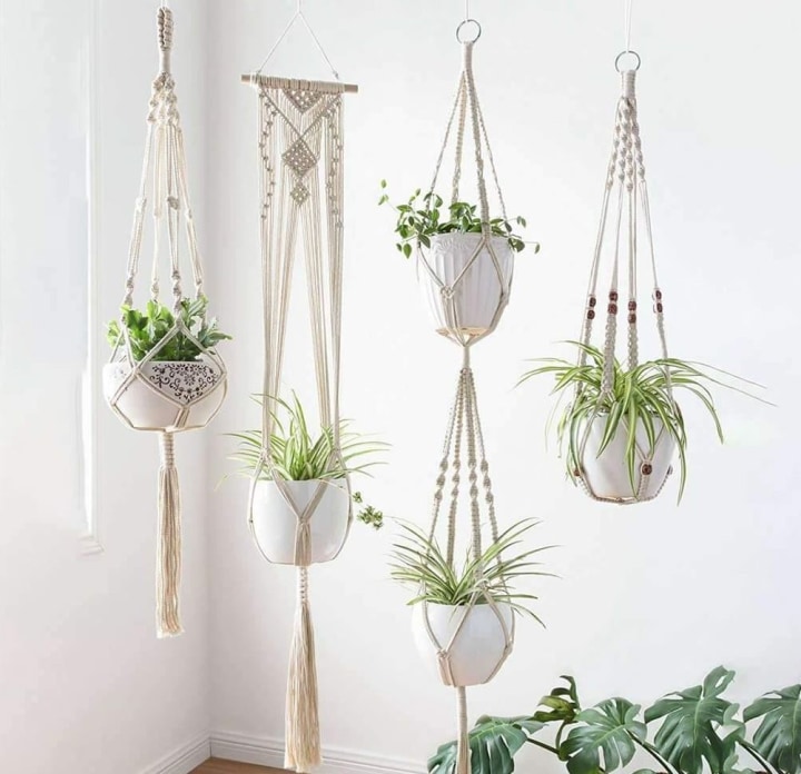 Handmade Boho Macrame 4-Piece Plant Hanger Set
