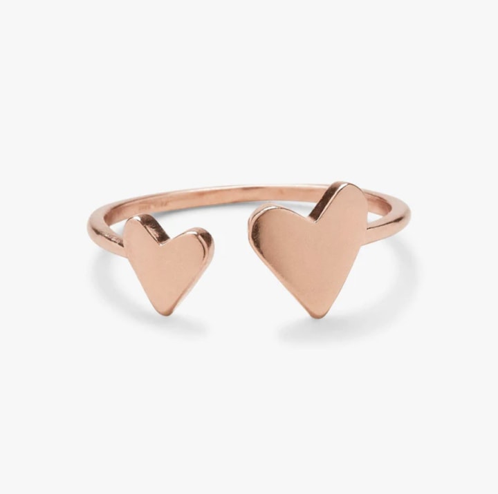 Two Hearts Open Ring
